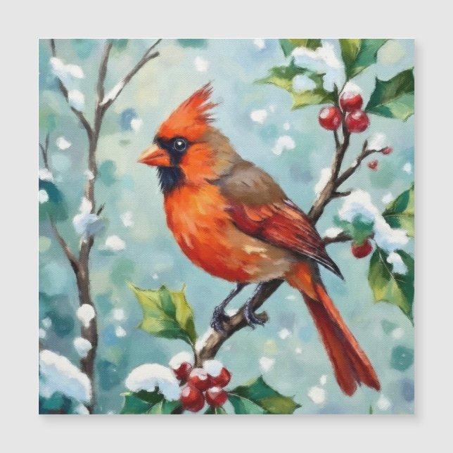 Cardinal natalino num ramo de azevinho (Frente)