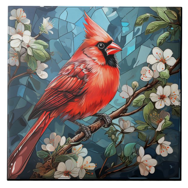 Cardinal Vermelho Inspirado Pássaro com Flores Bra (Frente)
