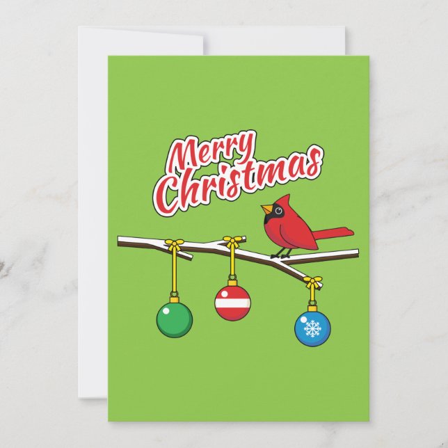 Cardinal Vermelho no Ramo Nu de Natal - Feliz Nata (Frente)