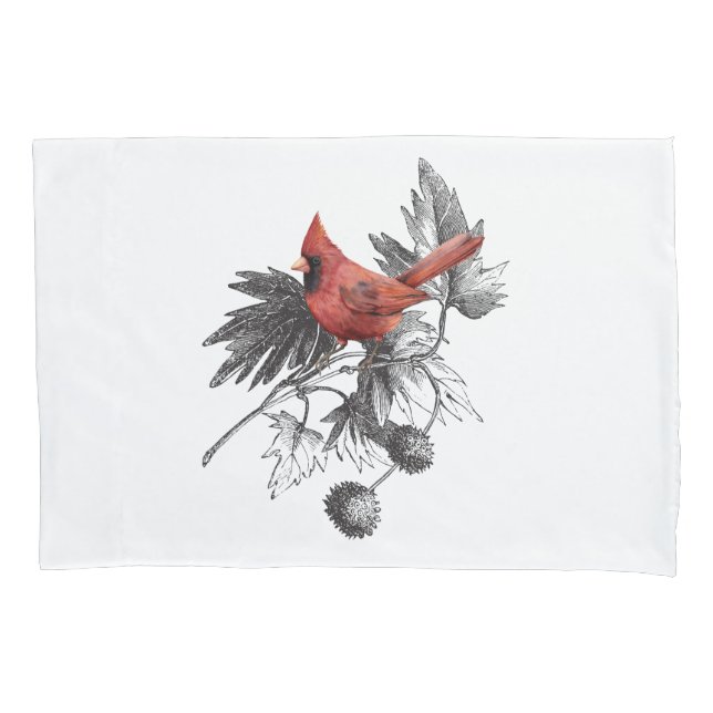 Cardinal Vermelho no Ramo Preto e Branco (Frente-Esquerda)