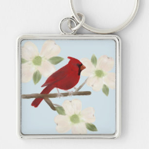 Cardinho e Chaveiro de Dogwood Watercolor