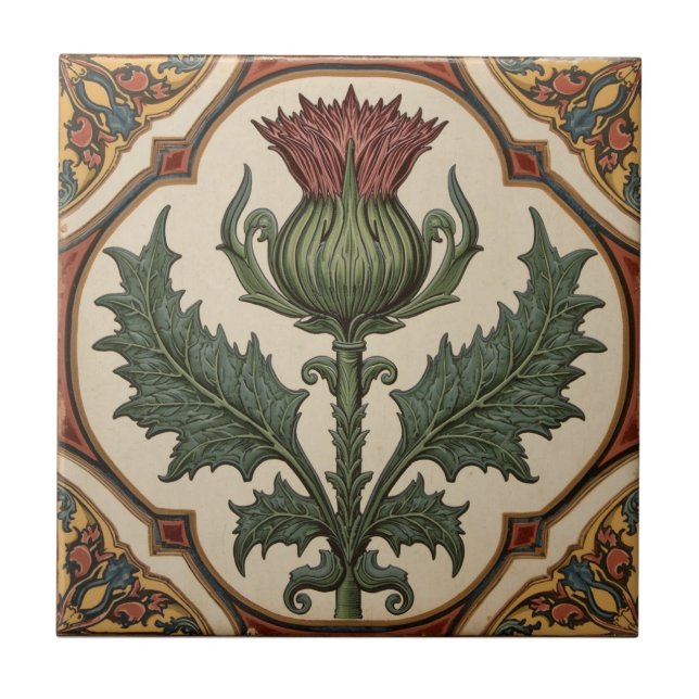 Cardo escocês floral vintage William Morris (Frente)