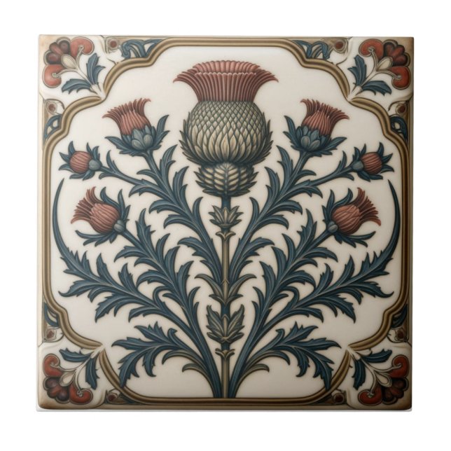 Cardo escocês floral vintage William Morris (Frente)