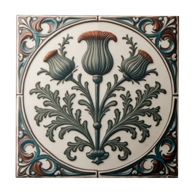 Cardo escocês floral vintage William Morris (Frente)