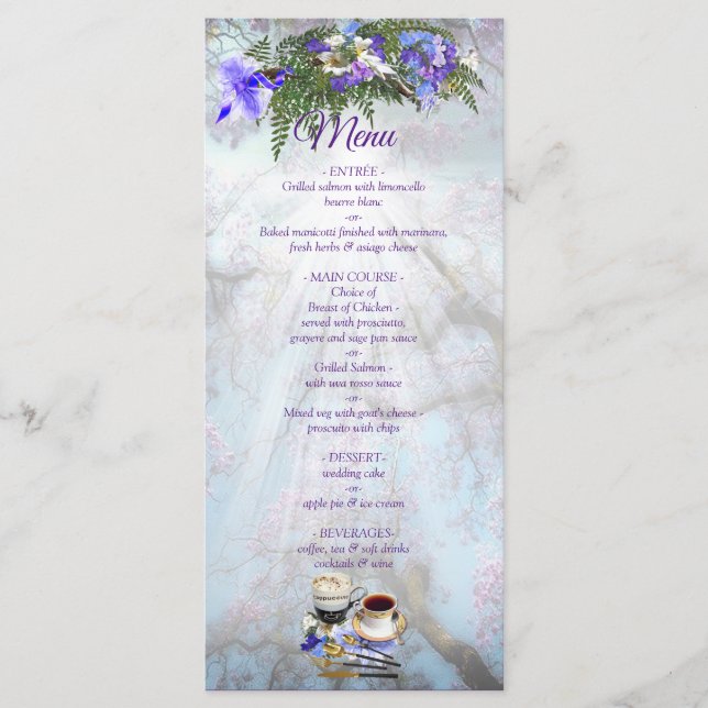 Cardo-jacarandá Floresce & Menu de Buquê de Lírio (Frente)
