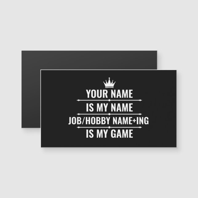 Cargo Engraçado Personalizado e Nome do Hobby (Frente/Verso)