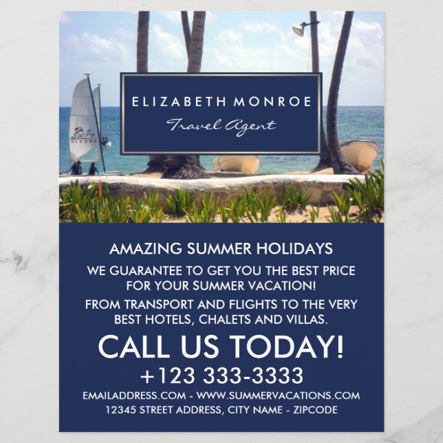 Caribe Beach, Viagem Agent Advertising Flyer (Frente)