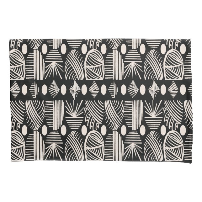 Caribe Tribal Mudcloth: Preto, Branco, (Frente)