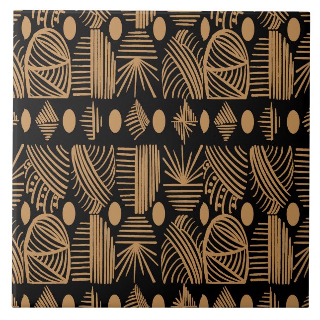 Caribe Tribal Mudcloth: Preto, Dourado (Frente)