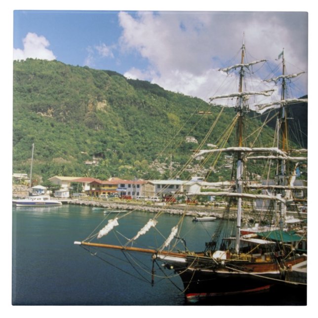 Caribenho, St. Lucia, Soufriere. Barcos em (Frente)