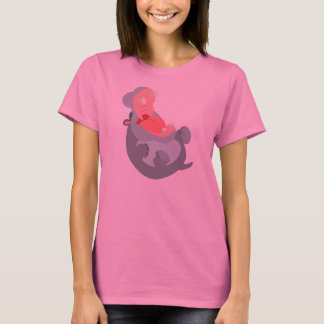 Caricatura Bela Rindo Hippo Mulheres Camiseta