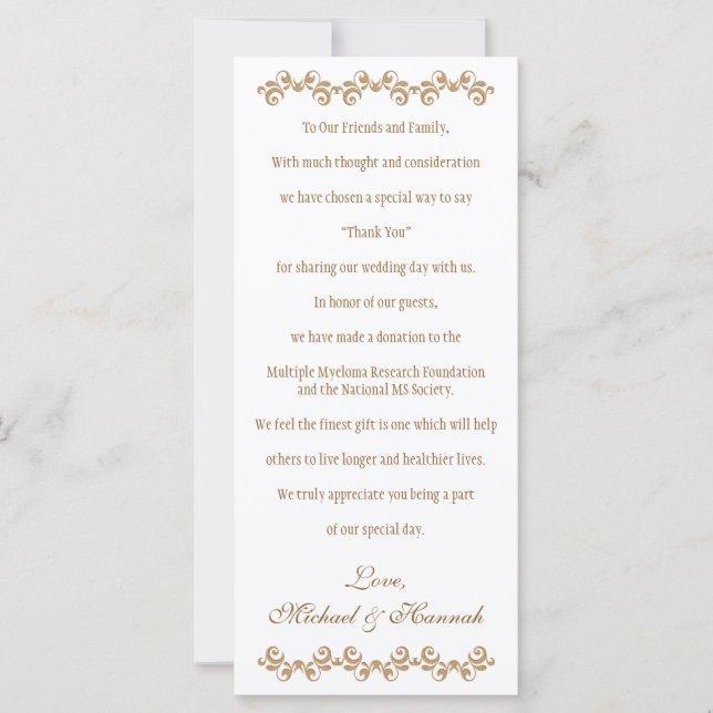 Caridade de Casamento Dourado marroquino Monogramm (Frente)