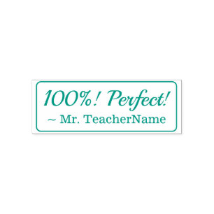 Carimbo Auto Entintado "100%! Perfeito!" + Nome do Tutor Personalizado