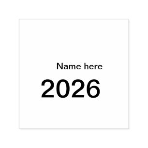 Carimbo Auto Entintado 2026 2027 2028 nome título aqui ano letra negrito 