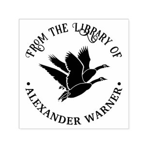 Carimbo Auto Entintado 2 Gansos no Livro da Biblioteca de Voo