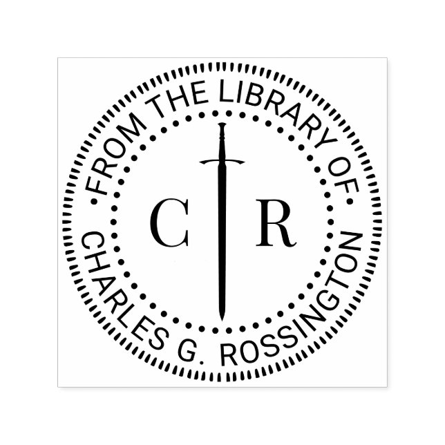 Carimbo Auto Entintado 2 Monograma Inicial Espada Céltica Nome do Livro B (Design)