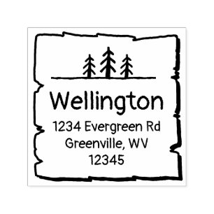 Carimbo Auto Entintado 3 Árvores Rustic Woodland Calm Forest Endereço de 