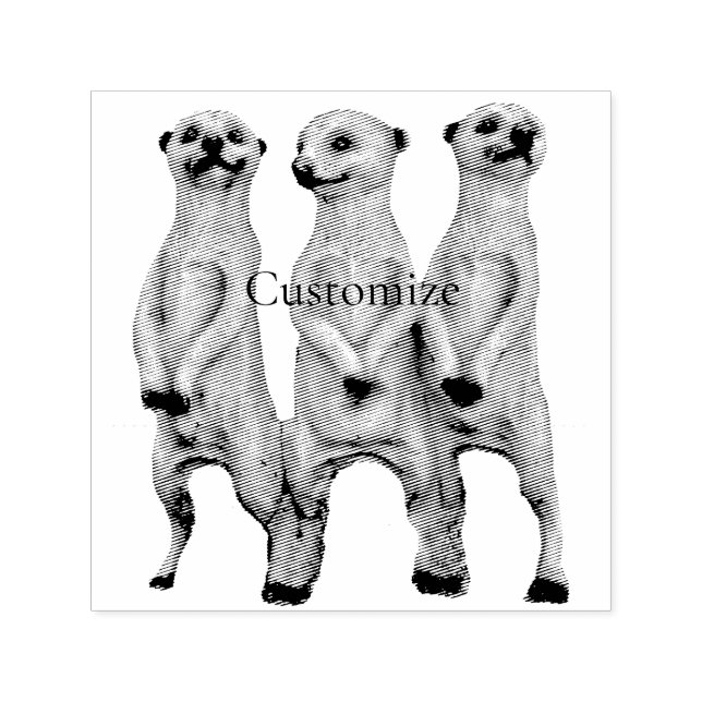 Carimbo Auto Entintado 3 Meerkats em pé Thunder_Cove (Design)