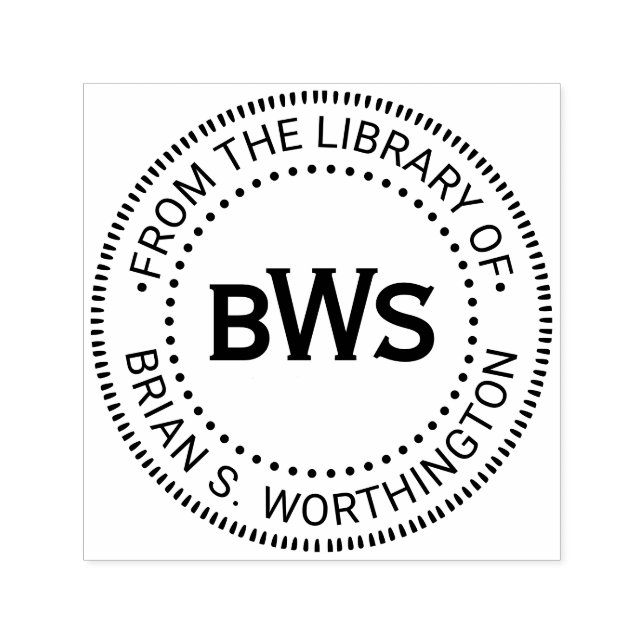 Carimbo Auto Entintado 3 Nome do Livro da Biblioteca do Monograma Inicial (Design)