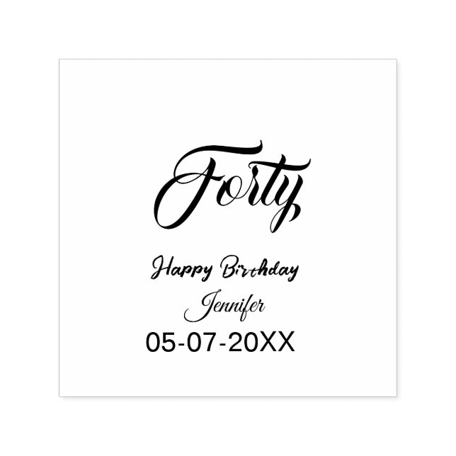 Carimbo Auto Entintado 40th forty letterbirthday add name date year gray  (Design)