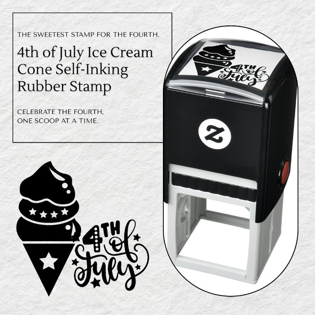Carimbo Auto Entintado 4 de julho de Sorvete Cone Self-Inking (4th of July Ice Cream Cone Self-Inking Rubber Stamp - Sweet & Fun)