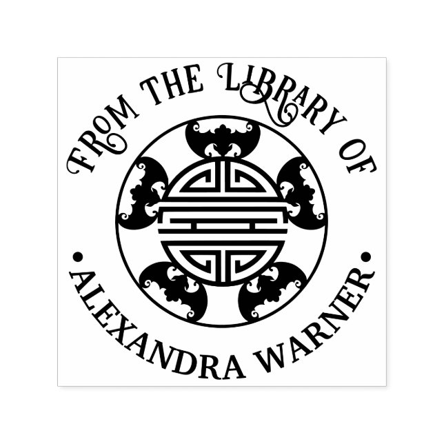 Carimbo Auto Entintado 5 Bênçãos: Símbolo de Longevidade 5 Morcegos Bibli (Design)