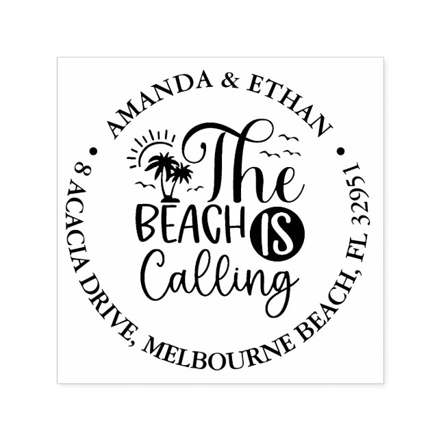 Carimbo Auto Entintado a praia chama tema (Design)