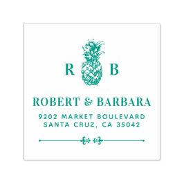 Carimbo Auto Entintado Abacaxi Verde | Endereço de devolução das iniciais