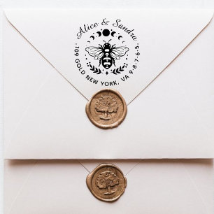 Carimbo Auto Entintado Abelha Mel   Nome da família Vintage