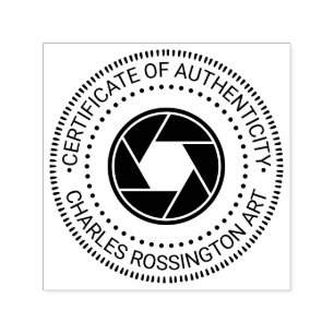 Carimbo Auto Entintado Abertura da câmara "Certificado de autenticidade"