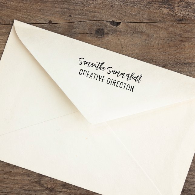 Carimbo Auto Entintado Adicionar Assinatura e Cargo Comercial (Modern Script Typography Self Inking Rubber Stamp)