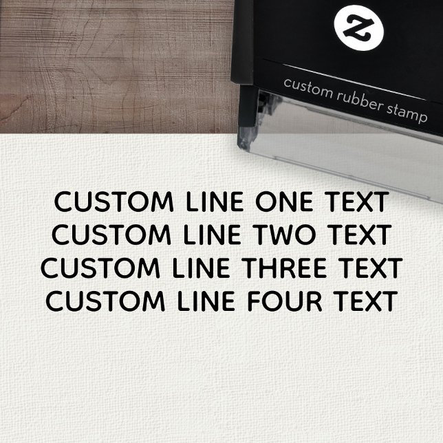 Carimbo Auto Entintado Adicionar seu texto favorito - Quatro linhas todas (Custom Self-inking Rubber Stamp)