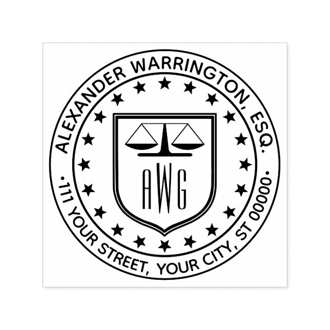 Carimbo Auto Entintado Advogado Escala de Justiça #3 Lei Nome Jurídico En (Design)