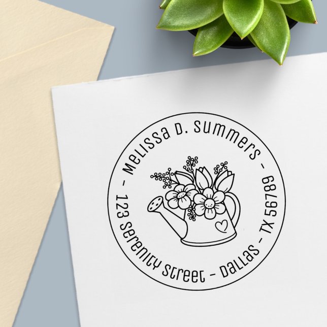 Carimbo Auto Entintado Águas de jardim podem florescer endereço redondo 4 (Criador carregado)