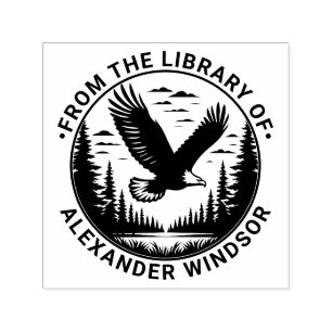 Carimbo Auto Entintado Águia Careca Majestosa Voando #5 Nome do Livro da 