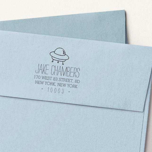 Carimbo Auto Entintado Alienígena Espachante Kids Endereço de Devolução (Criador carregado)