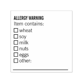 Carimbo Auto Entintado Allergy Warning Alert for Wheat Soy Milk Nuts Eggs