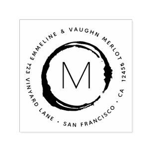 Carimbo Auto Entintado Amante de Vinho com Monograma de Círculo de Mancha