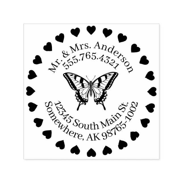 Carimbo Auto Entintado Amor a Borboletas Contato Pessoal (Design)