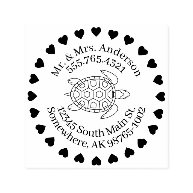 Carimbo Auto Entintado Amor para Tartarugas Contato Pessoal (Design)