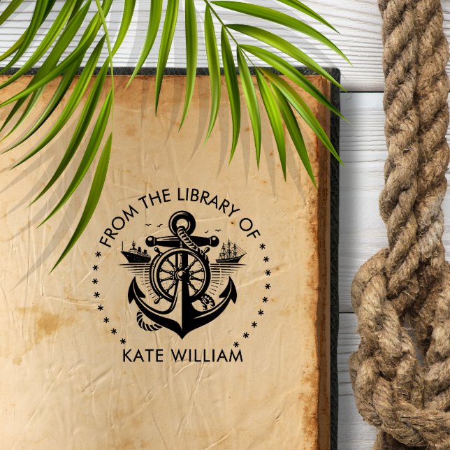 Carimbo Auto Entintado Âncora de navio à vela da biblioteca da Ronda (Criador carregado)