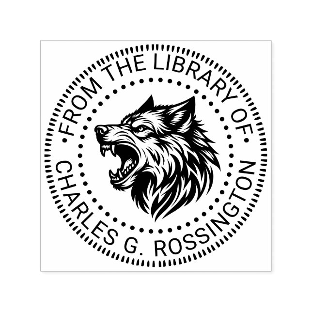 Carimbo Auto Entintado Angry Wolf Head Barbeando Dentes Nome do Livro da  (Design)