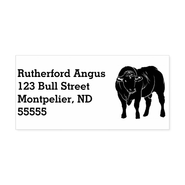 Carimbo Auto Entintado Angus Bull Return Address (Design)