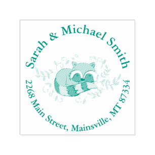 Carimbo Auto Entintado Animais da Floresta Chá de fraldas Raccoon