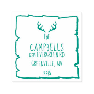 Carimbo Auto Entintado Antlers Rustic Woodland Engrenado Endereço De Reto