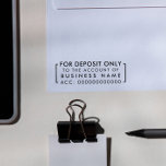 Carimbo Auto Entintado Apenas para Depósito | Conta simples do banco come<br><div class="desc">Uma obrigação para todas as empresas. Este selo é simples, mas moderno. Só porque você precisa de algo funcional não significa que você não pode ter uma boa aparência também! Clique no botão "personalizar" e personalize qualquer texto necessário. Se precisar de ajuda com o design, basta soltar uma linha clicando...</div>