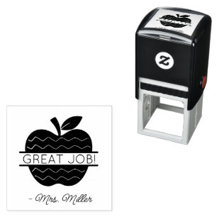 Carimbo Auto Entintado Apple de Professora de Trabalho de excelente