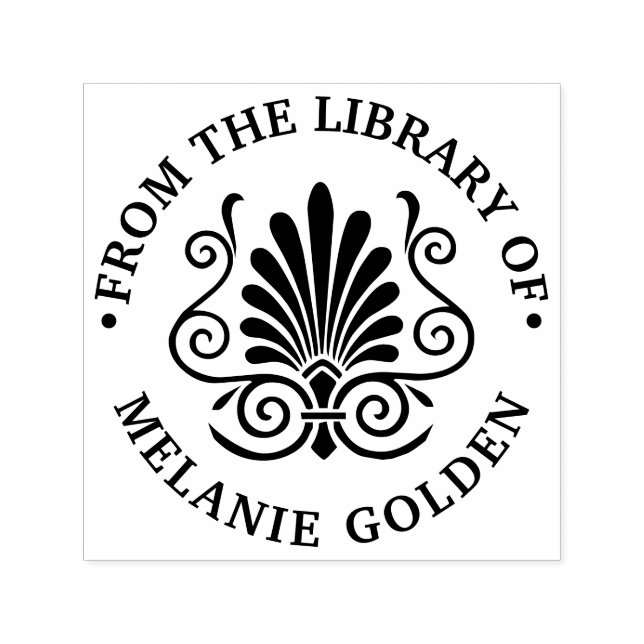 Carimbo Auto Entintado Arabesque de Pluma Art Déco Da biblioteca de Nome (Design)