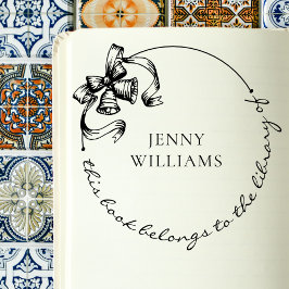 Carimbo Auto Entintado Arco de Guirlanda Vintage Nome Personalizado Livro