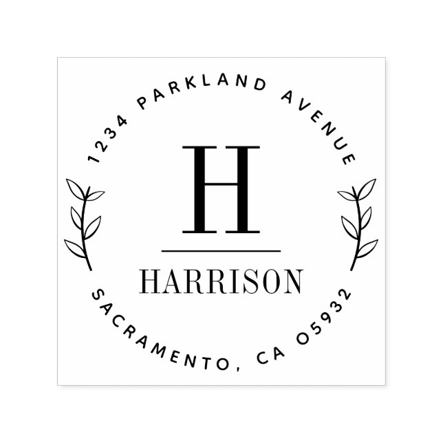 Carimbo Auto Entintado Arredondar Nome da Família Inicial Botânica Endere (Design)